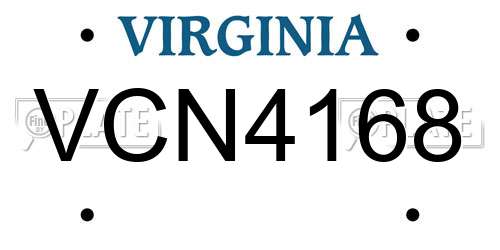VCN4168 Virginia License Plate