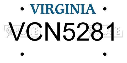 VCN5281 Virginia License Plate