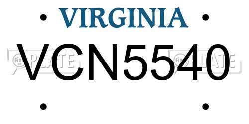 VCN5540 Virginia License Plate