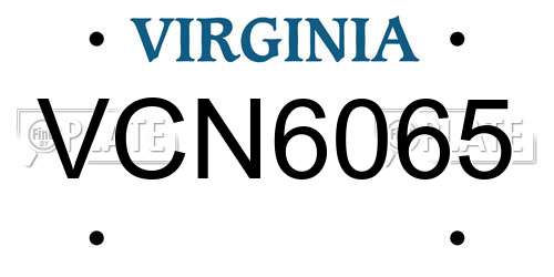 VCN6065 Virginia License Plate