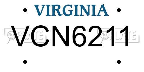 VCN6211 Virginia License Plate