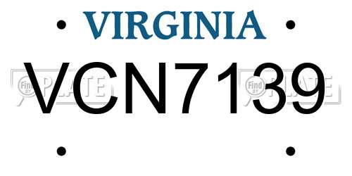 VCN7139 Virginia License Plate