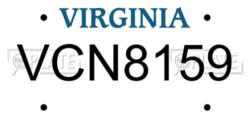 VCN8159 Virginia License Plate