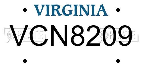 VCN8209 Virginia License Plate