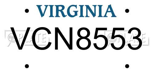 VCN8553 Virginia License Plate