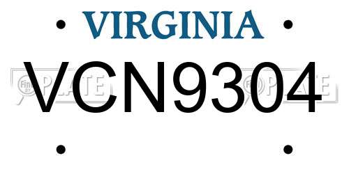VCN9304 Virginia License Plate