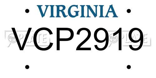 VCP2919 Virginia License Plate