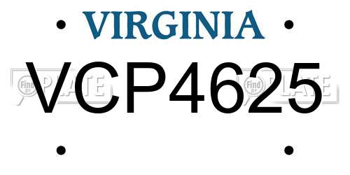 VCP4625 Virginia License Plate