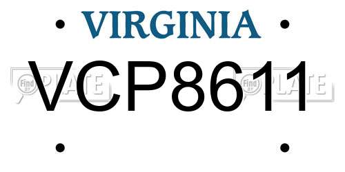 VCP8611 Virginia License Plate