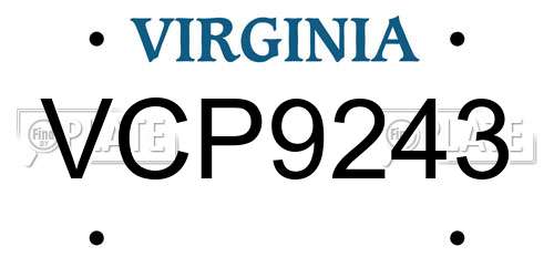 VCP9243 Virginia License Plate