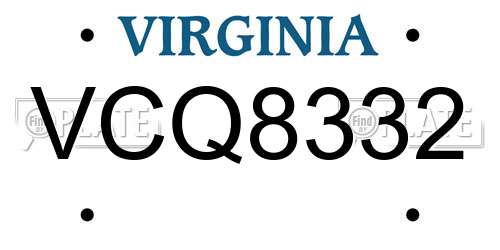 VCQ8332 Virginia License Plate