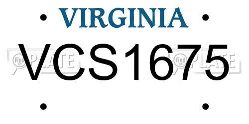 VCS1675 Virginia License Plate