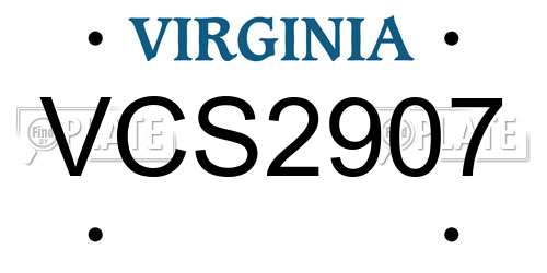 VCS2907 Virginia License Plate