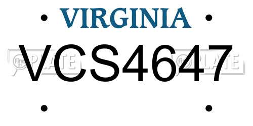 VCS4647 Virginia License Plate