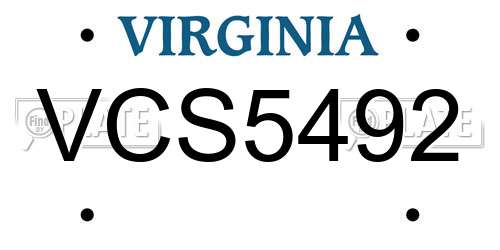 VCS5492 Virginia License Plate