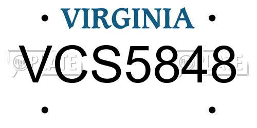 VCS5848 Virginia License Plate
