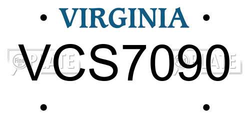 VCS7090 Virginia License Plate