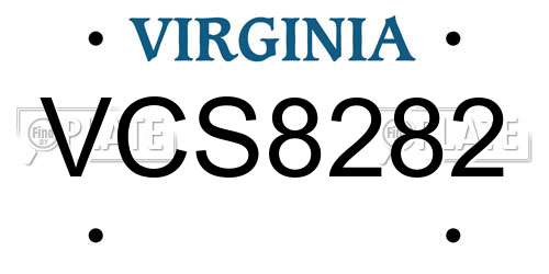 VCS8282 Virginia License Plate