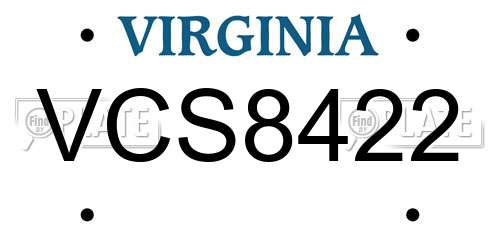 VCS8422 Virginia License Plate