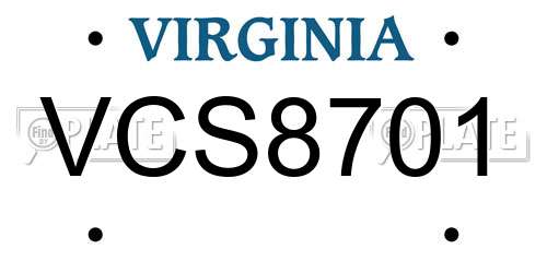 VCS8701 Virginia License Plate
