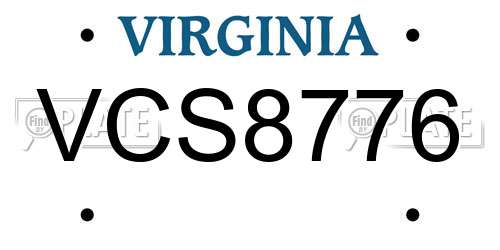 VCS8776 Virginia License Plate
