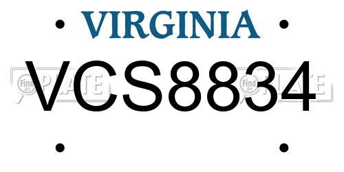 VCS8834 Virginia License Plate