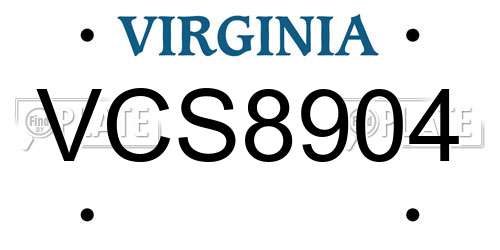 VCS8904 Virginia License Plate