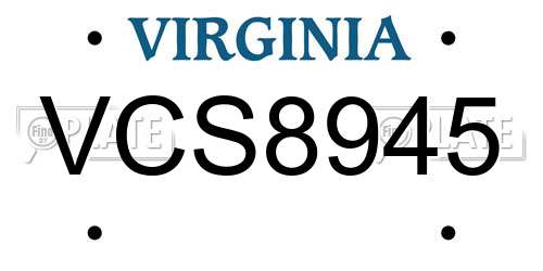 VCS8945 Virginia License Plate