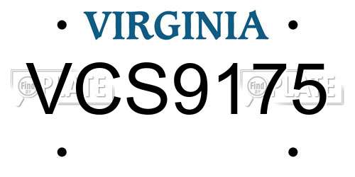 VCS9175 Virginia License Plate