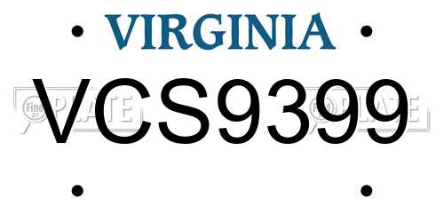 VCS9399 Virginia License Plate