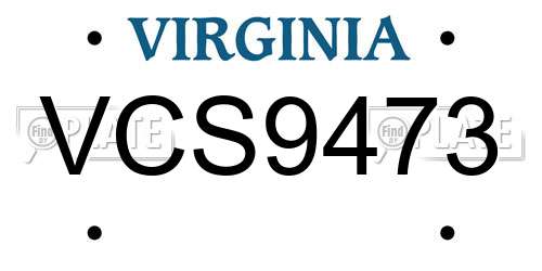 VCS9473 Virginia License Plate