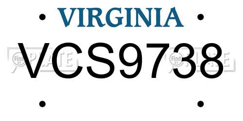 VCS9738 Virginia License Plate