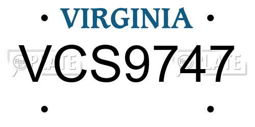 VCS9747 Virginia License Plate
