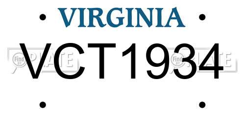 VCT1934 Virginia License Plate