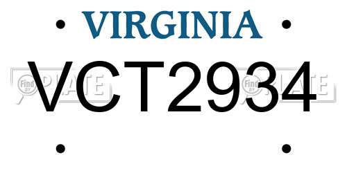 VCT2934 Virginia License Plate