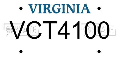 VCT4100 Virginia License Plate