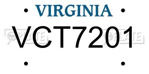 VCT7201 Virginia License Plate
