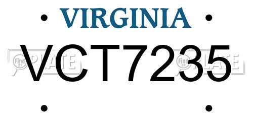 VCT7235 Virginia License Plate
