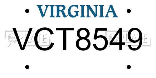 VCT8549 Virginia License Plate