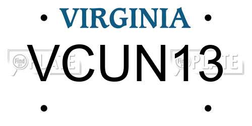 VCUN13 Virginia License Plate