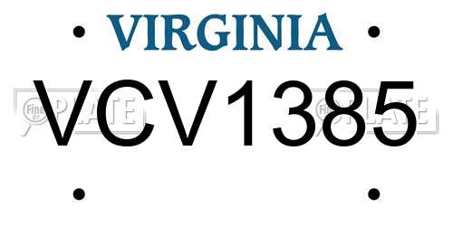 VCV1385 Virginia License Plate