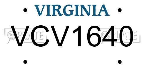 VCV1640 Virginia License Plate