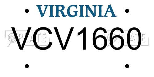 VCV1660 Virginia License Plate