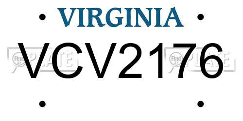 VCV2176 Virginia License Plate