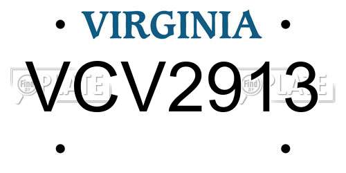 VCV2913 Virginia License Plate