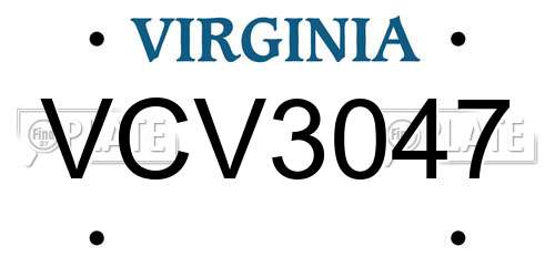 VCV3047 Virginia License Plate