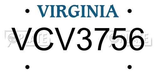 VCV3756 Virginia License Plate