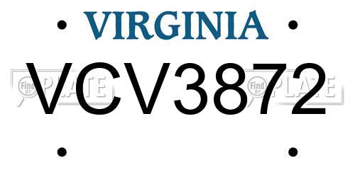 VCV3872 Virginia License Plate
