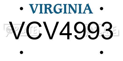 VCV4993 Virginia License Plate