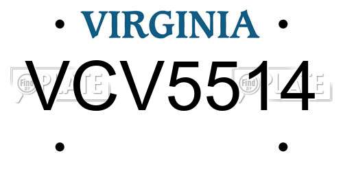 VCV5514 Virginia License Plate